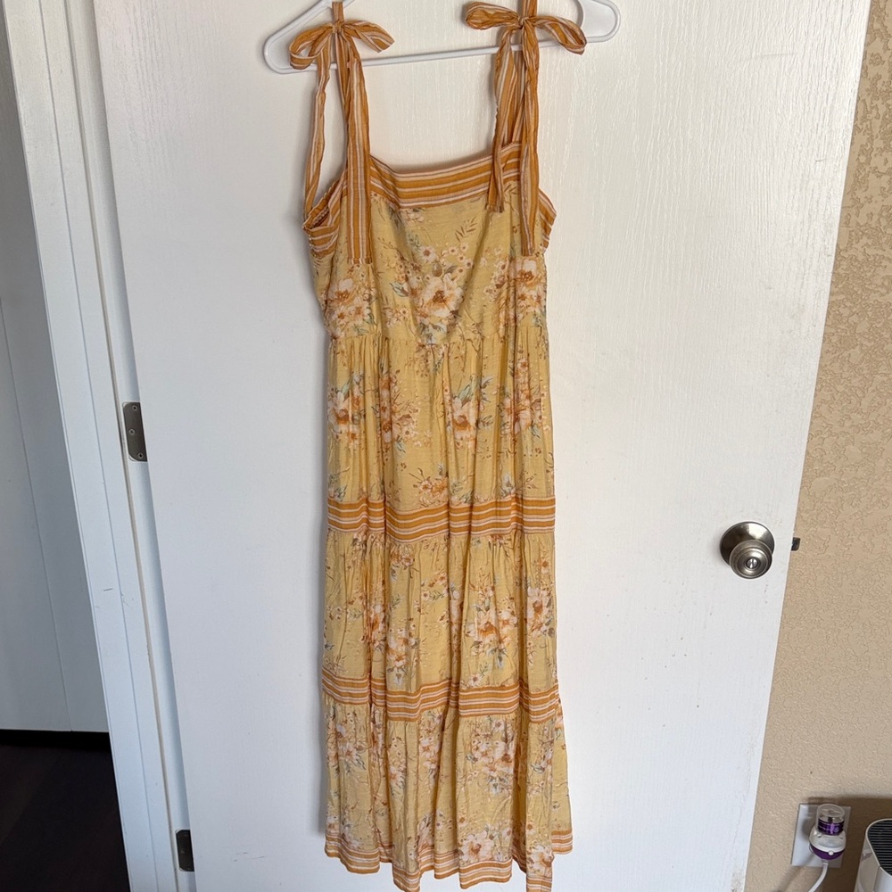 Sweet Wanderer Yellow Floral Tie-Strap Maxi Dress
